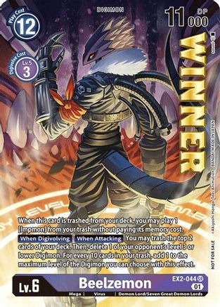 Beelzemon [EX2-044] (Cup Store Winner) [Starter Deck: Beelzemon Advanced Deck Set Pre-Release Cards]