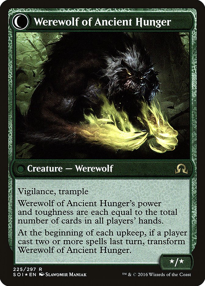 Sage of Ancient Lore // Werewolf of Ancient Hunger [Shadows over Innistrad Prerelease Promos] - Image 2